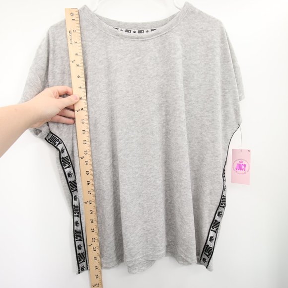 2-Piece Set Juicy Couture Terry Cloth Gray Black Short Sleeve Top Joggers XL - Picture 12 of 15